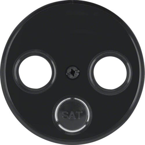 Enjoliveur pour prise coaxiale 2 et 3 trous Berker R.1 / R.3 / R.Classic Noir, brillant