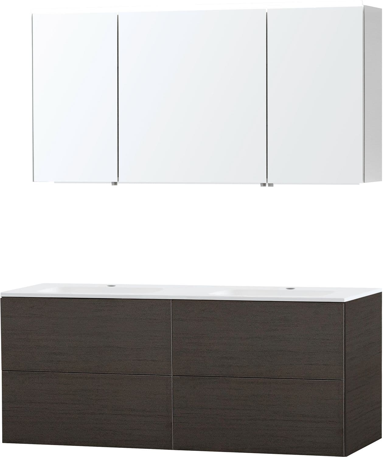 MEUBLE PURO DUO WENGE 140 MARBRE SYNTHETIQUE ARMOIRE TOILLETTE