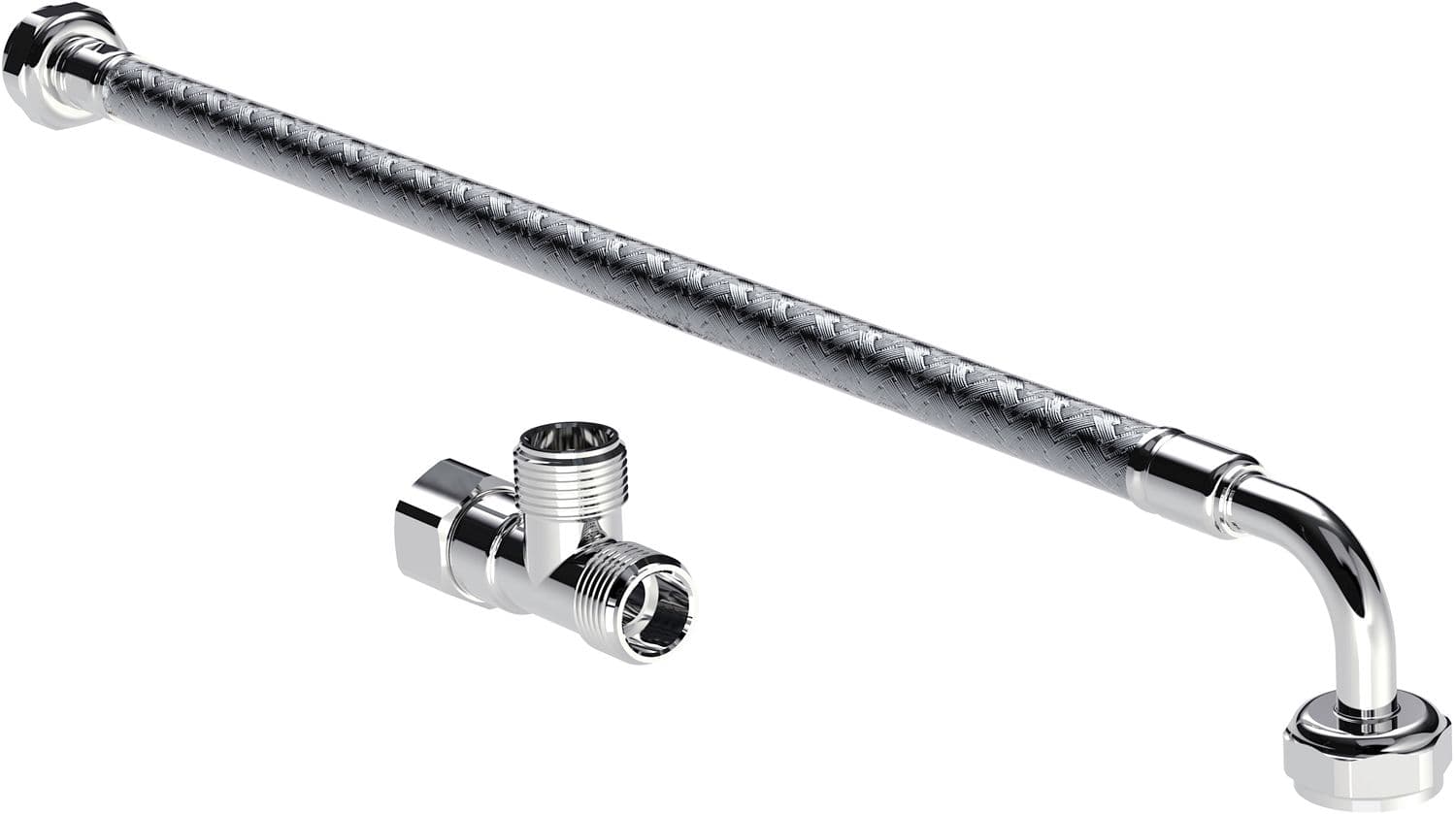 FLEXIBLE DE RACCORD + COUDE HANSA 3/8 CHROME