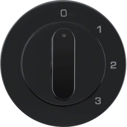 Enjoliveur avec bouton rotatif pour interrupteur 3 paliers avec position 0 R.1 / R.3 Noir, brillan