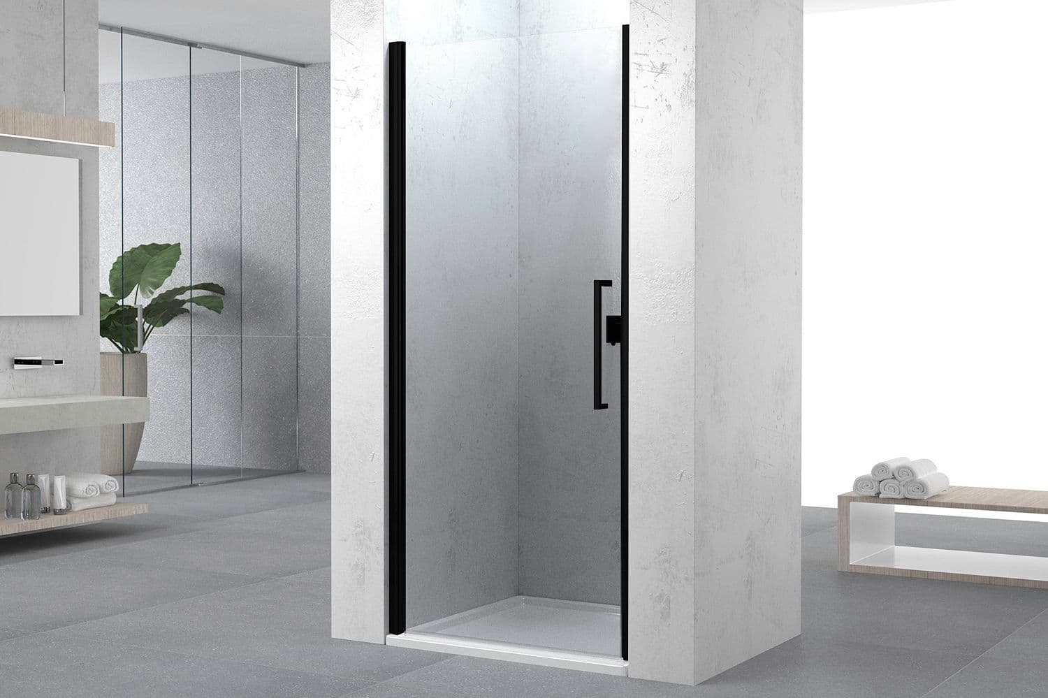 PORTE PIVOTANTE NICHE SWING 77-81 H200 NOIR MAT-CLAIR