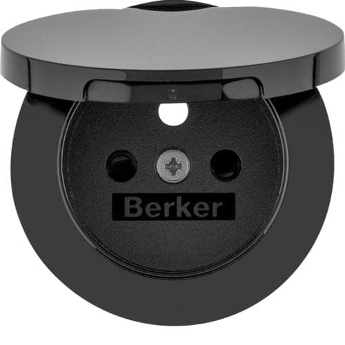 Sets de finition pour prise de courant à clapet Berker R.1 / R.3 Noir, brillant