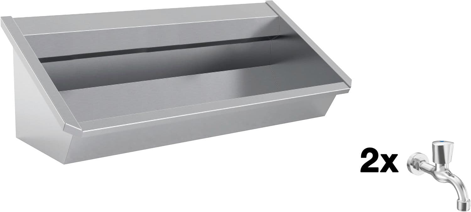 AUGE MURAL SANILAV INTERSAN 120CM INOX 2 ROBINETS D'EAU FROIDE