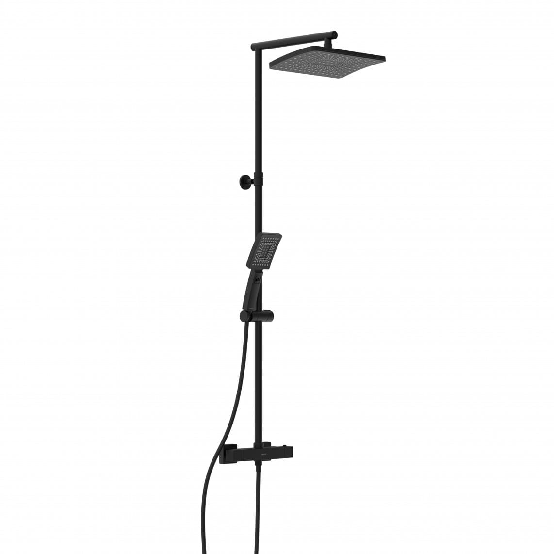 60170 TRENTO Set douche de pluie avec Mitigeur thermostatique, noir mat