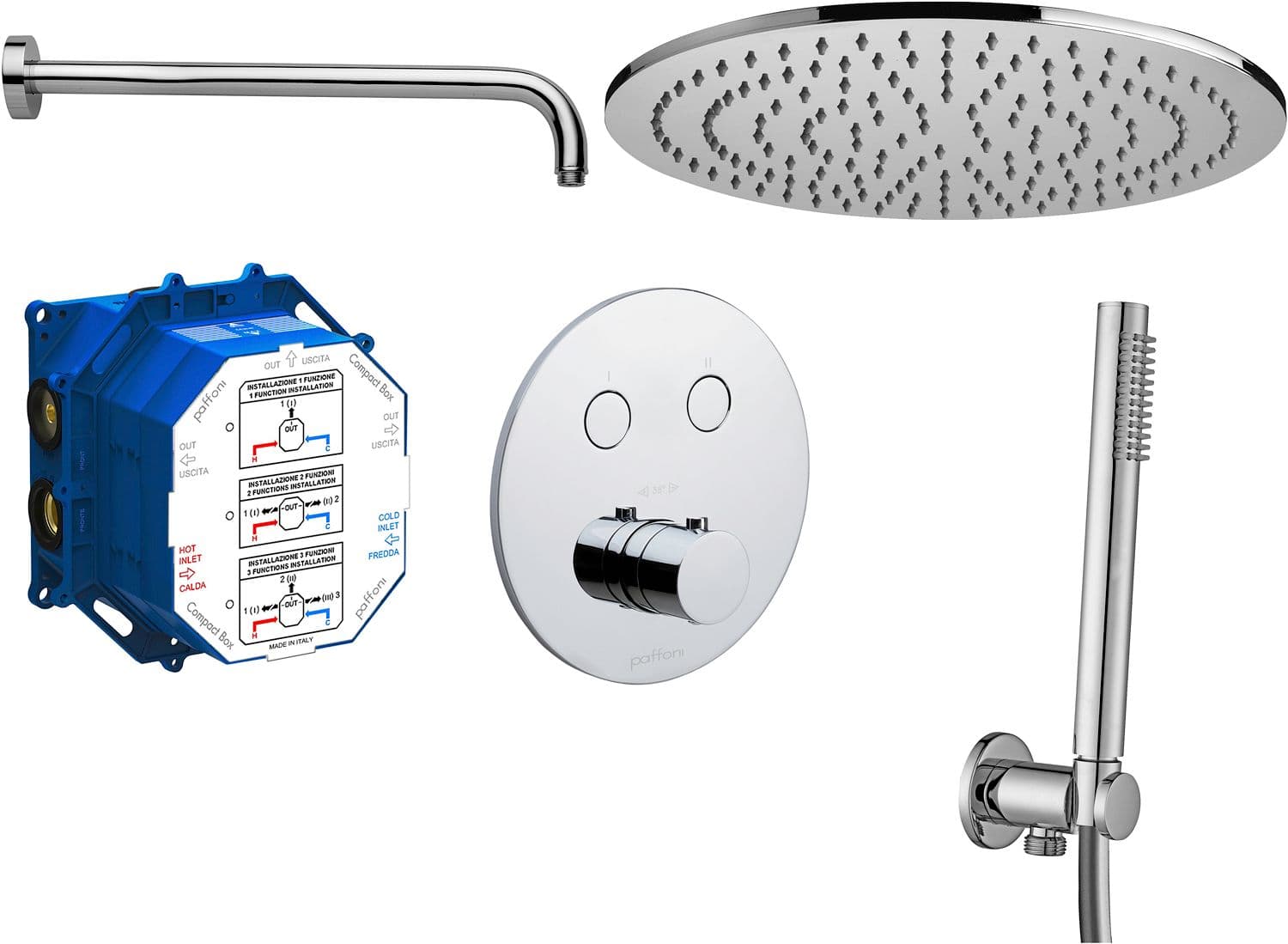 SET DE DOUCHE A ENC.THERM.+ DOUCHE DE TETE INCL.THERM.A ENCASTRER+DCHE A MAIN NORDICA COMFORT CHR