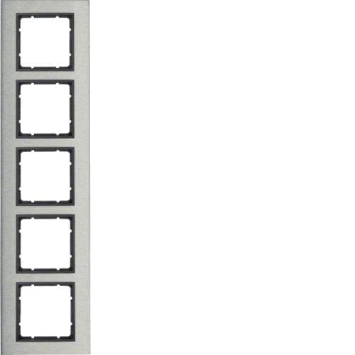 Plaque de recouvrement 5 postes Berker B.7 Inox / Anthracite