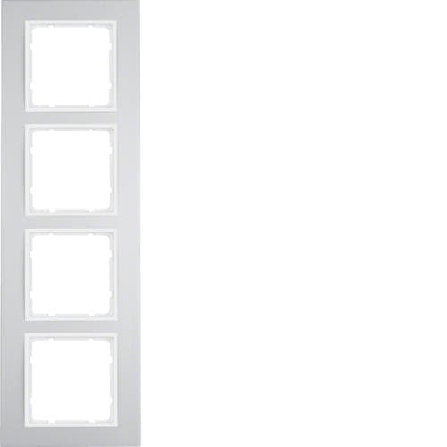 Plaque de recouvrement 4 postes Berker B.3 Alu, Alu / Blanc polaire