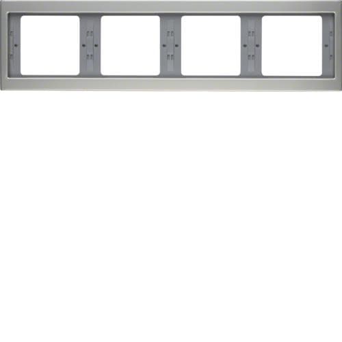Plaque de recouvrement 4 postes pour montage horizontal Berker K.5 Inox