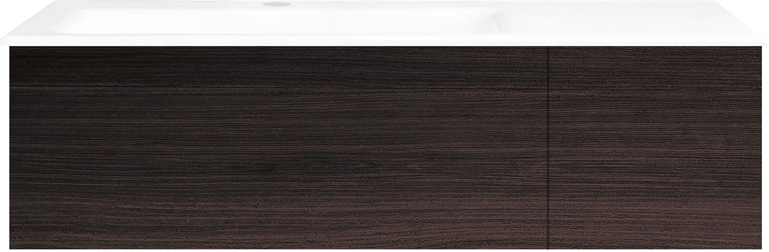 SOUS MEUBLE COFFEE 2 TIROIRS 110 CHENE DECOR MOKKA +LAVABO GAUCHE PORCELAINE BLANC