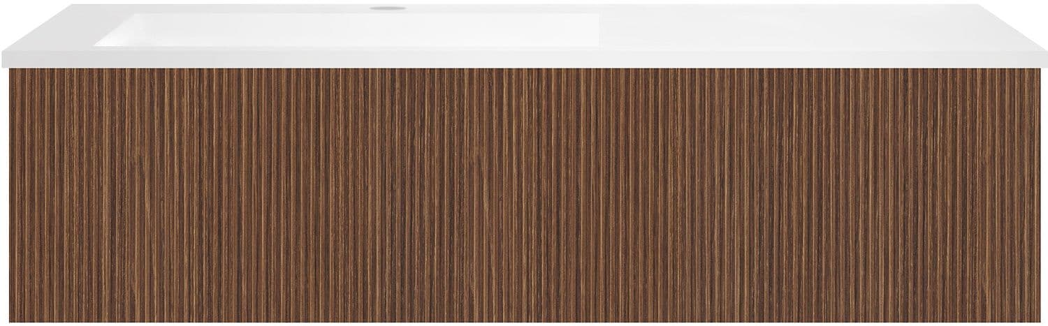SOUS MEUBLE COFFEE 1 TIROIR 120 NOYER DECOR SMARTLINE+LAVABO EN MARBRE SYNTHETIQUE GAUCHE BLANC