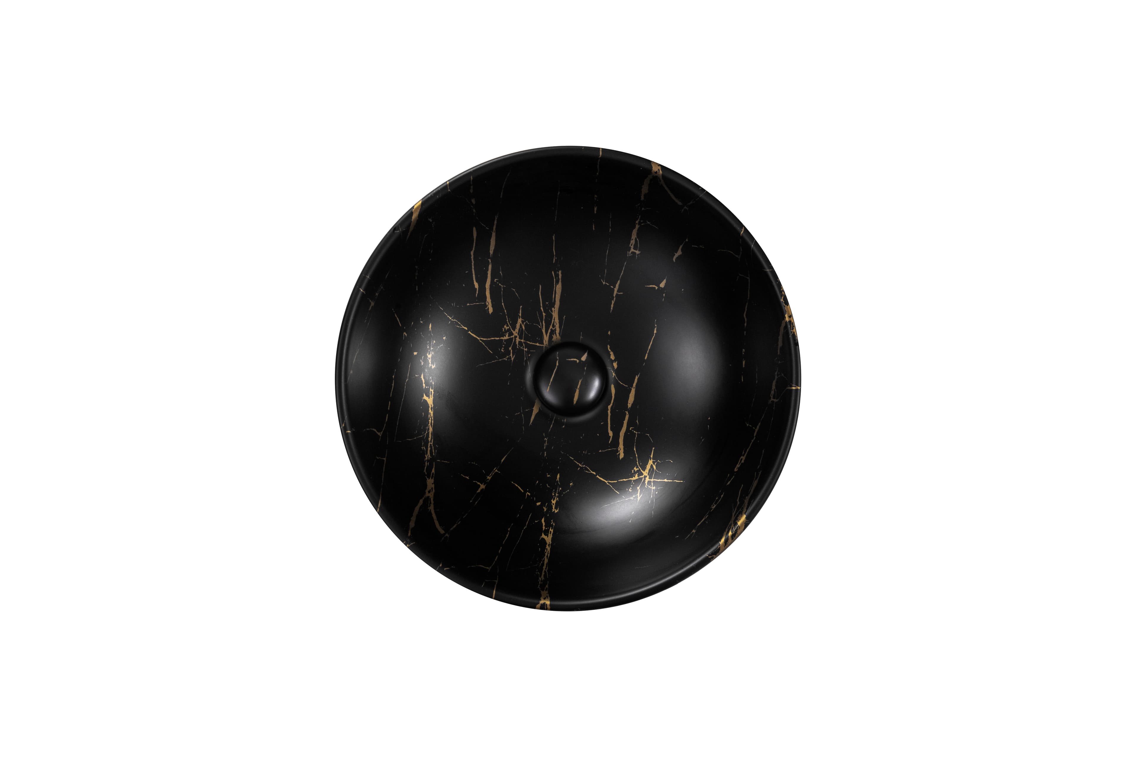 ALONI TIVRA LAVABO - À POSER – SANS TROP-PLEIN – SANS TROU DE ROBINET – AVEC BONDE CLIC-CLAC – CÉRAMIQUE – 38X13X38 CM – MARBRE NOIR/OR