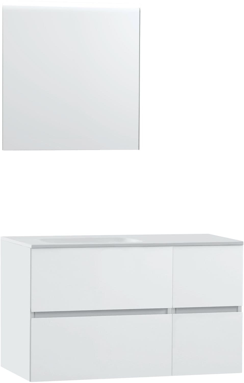 MEUBLE MOLTO POUDRE BLANC 105 GAUCHE SOLID MIROIR