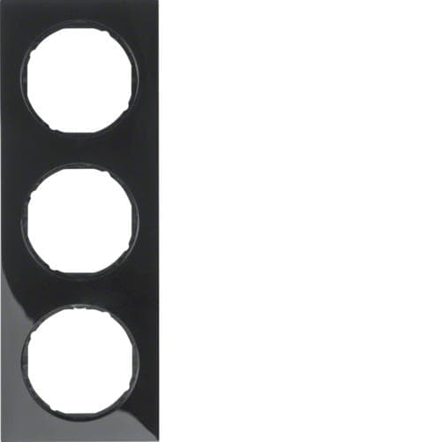 Plaque de recouvrement 3 postes Berker R.3 Noir, brillant
