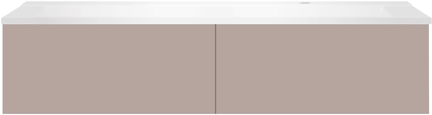 SOUS MEUBLE COFFEE 2 TIROIRS 140 MAT BASALTGRIJS+LAVABO DROITE BLANC