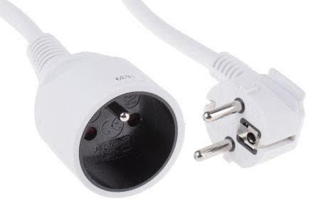 Rallonge 3 x 1.5mm² 5m Blanche
