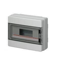 Coffret apparent 12 modules Gris 1 rangée avec porte transparente IP65 dimensions 280 x 220 x 100mm