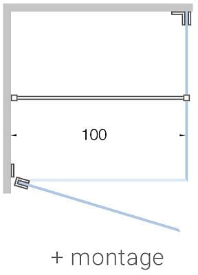 PORTE PIVOTANTE+PAROI LATERALE ANGLE CLOSE JUSQU'A 100CM H200CM SATIN- INOX MAT+ MONTAGE