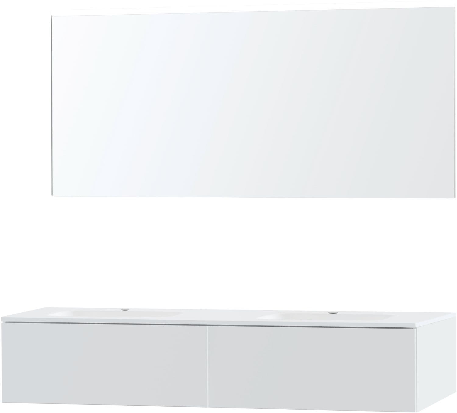 MEUBLE PURO DUO BLANC 160 1 TIROIR MARBRE SYNTHETIQUE MIROIR
