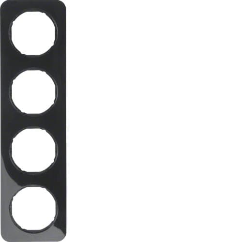 Plaque de recouvrement 4 postes Berker R.1 Noir, brillant