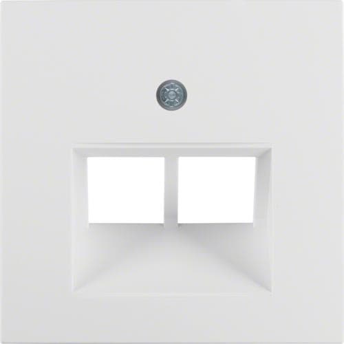 Enjoliveur pour prise informatique double Berker S.1 / B.3 / B.7 Blanc polaire, mat