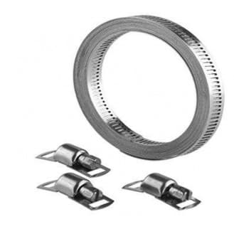 98737000 Bande de colliers de serrage 8 mm x 3 m, acier inoxydable, 8 colliers de serrage inclus