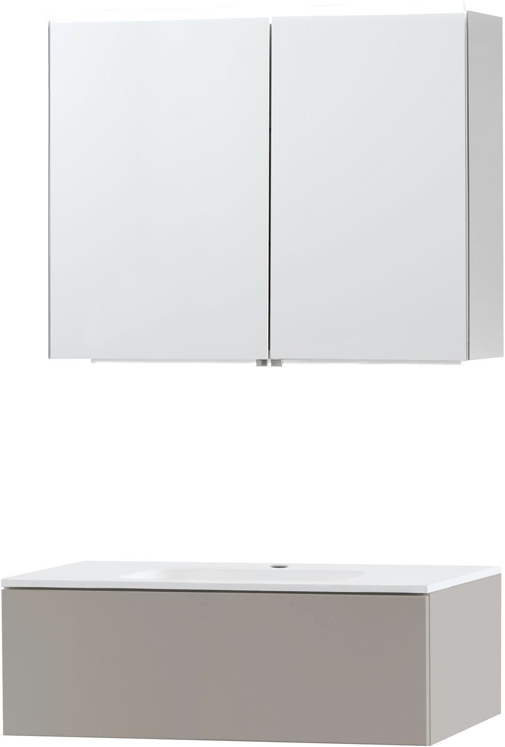 MEUBLE PURO SOLO GRIS 90 1 TIROIR MARBRE SYNTHETIQUE ARMOIRE TOILLETTE