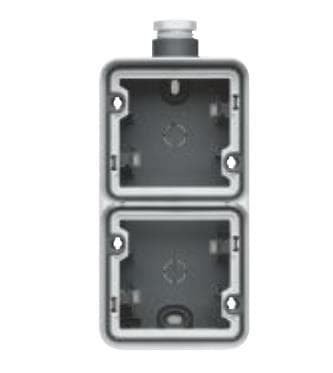 Boîte double verticale Cubyko, Grise, 1 x entrée simple + Pe - M20