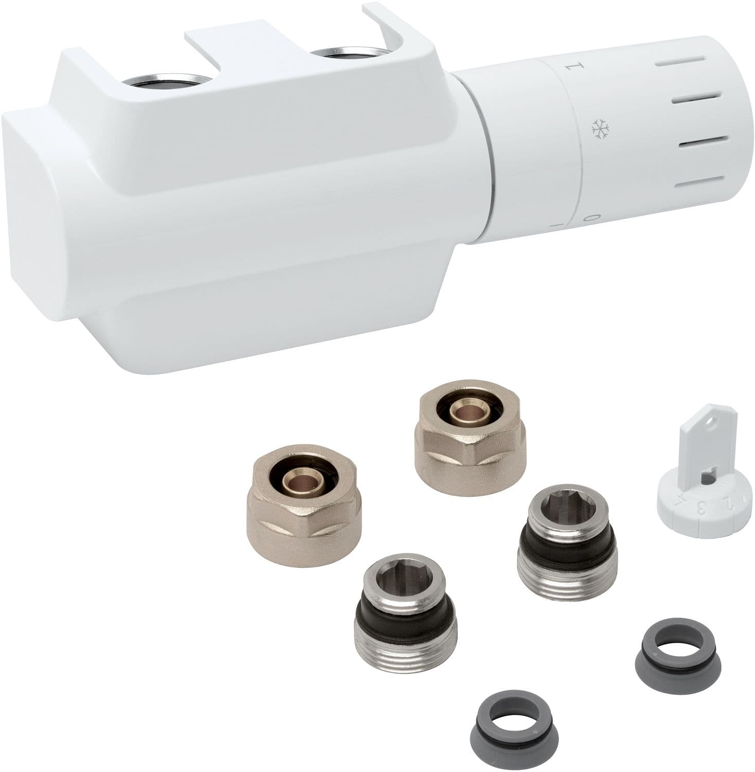 MULTI BLOC KIT POUR D-RADIATEUR BITUBE/MONOTUBE MM BLANC + RACCORDS 16MM