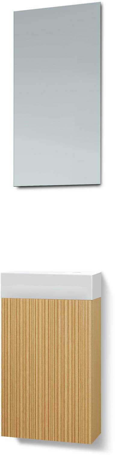 LAVE-MAINS FOREST PORCELAINE/ 1 PORT/MIROIR CHENE NATURE