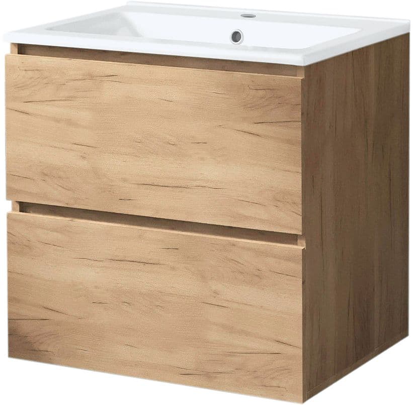SOUS MEUBLE 2 TIROIRS+LAVABO ICE 60CM CHENE GRIS