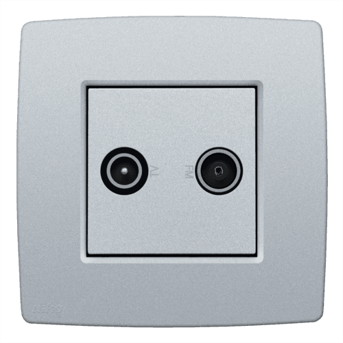 Set de finition pour prise coaxiale simple ou multiple pour TV et FM Telenet Interkabel, Silver
