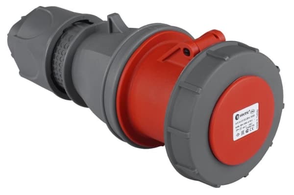 Prise CEE femelle 4 x 63A avec contact pilote 380 - 415Vac Rouge IP67