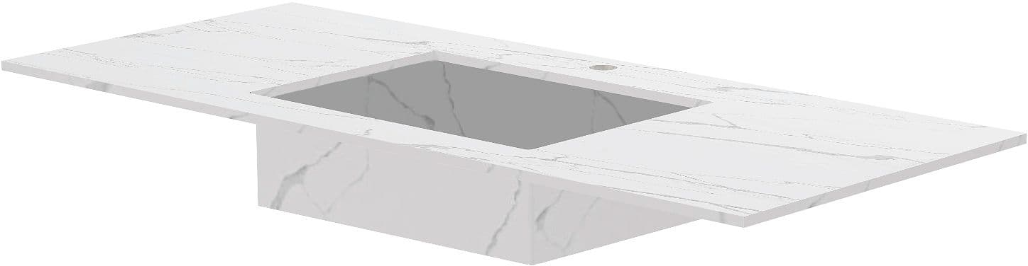 TABLET MARBRE CERAMIQUE PURO LAVABO S L120 H1,2 +TROU ROBINET WHITE CALACATTA