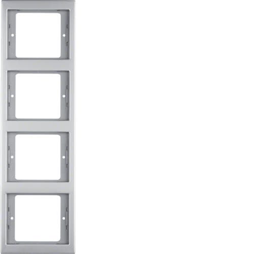 Plaque de recouvrement 4 postes pour montage vertical Berker K.5 Inox