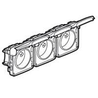 Plexo prise 3 x 2 pôles + T horizontale auto 10 / 16A 250V composable Blanc