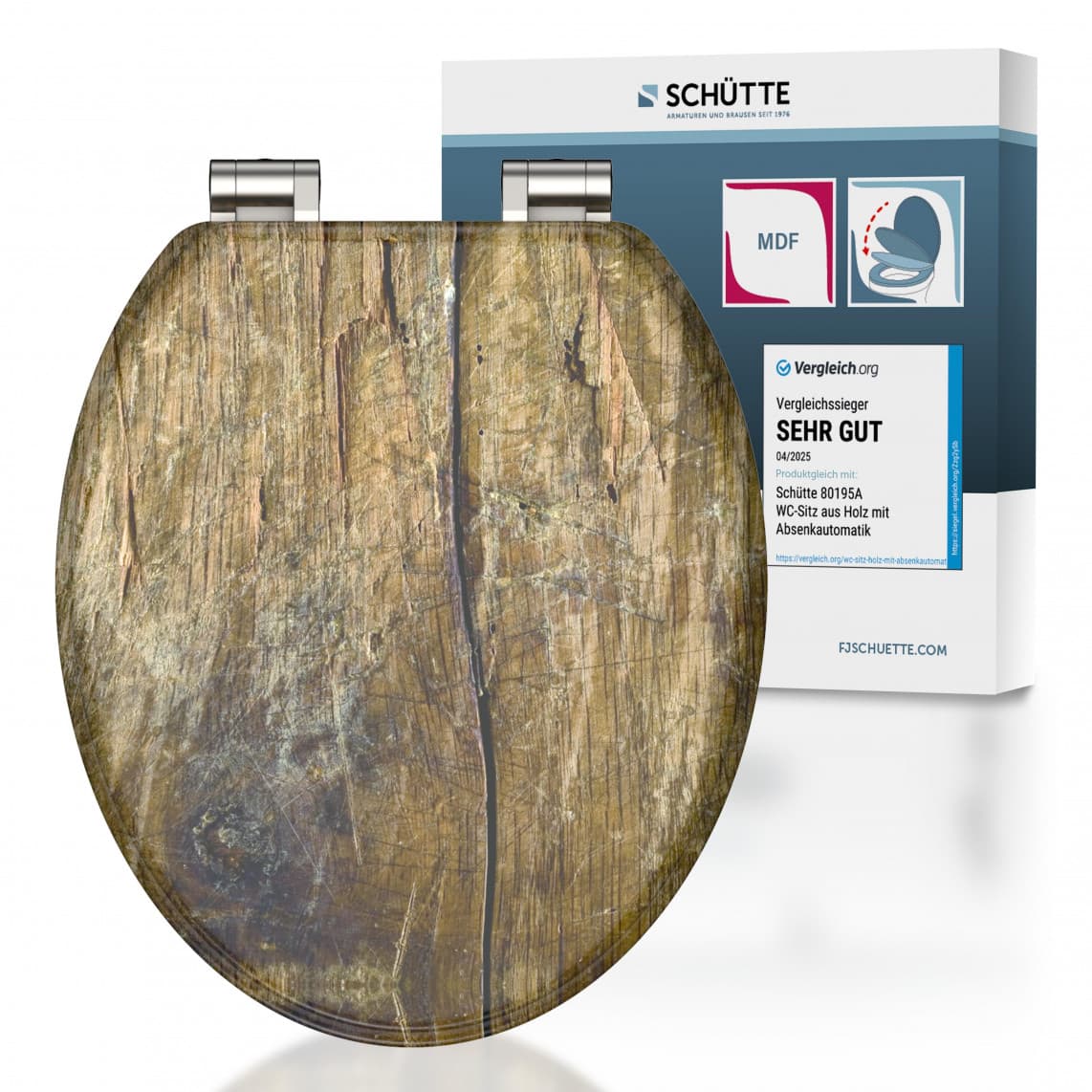 80124 abattant WC en MDF SOLID WOOD, avec frein de chute