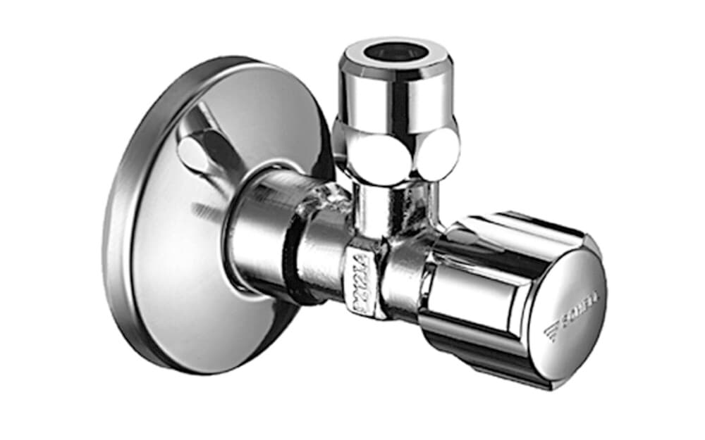 Schell robinet d'équerre avec rosace sans filet auto-étanche 1/2"M x 3/8"M