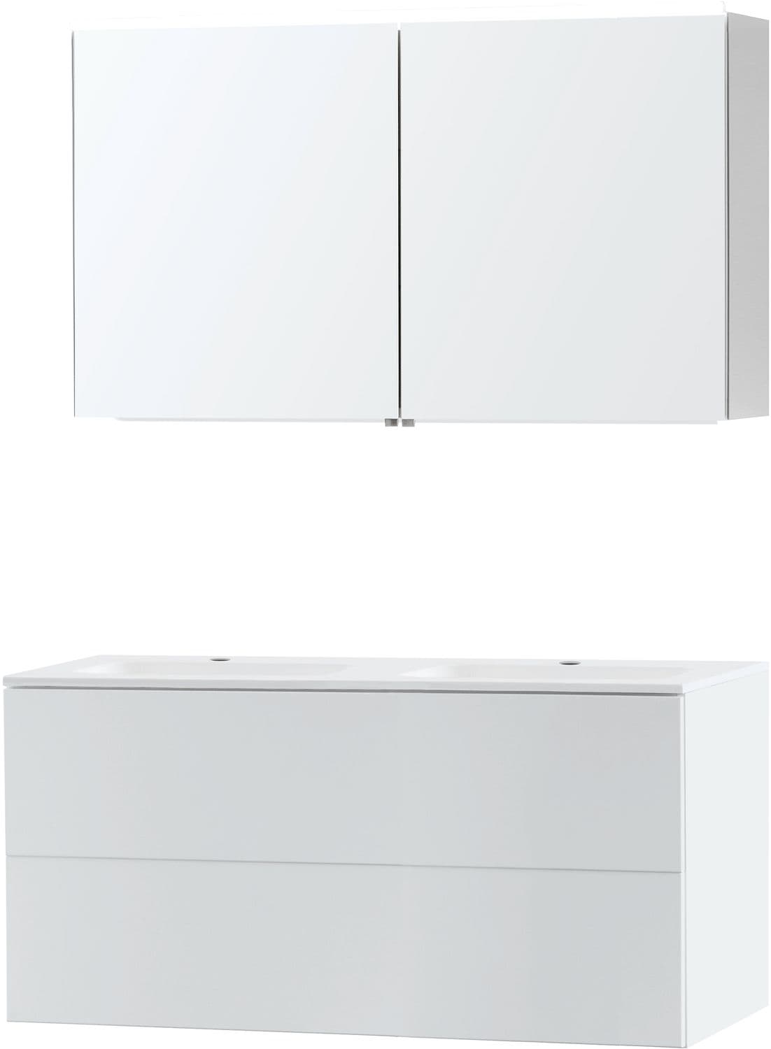 MEUBLE PURO DUO BLANC 120 MARBRE SYNTHETIQUE ARMOIRE TOILLETTE