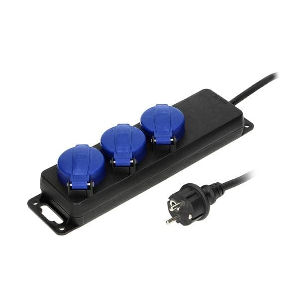 Prolongateurs multiprises résistants aux éclaboussures, 3m, cordon caoutchouc Schuko, IP44, H05RR-F