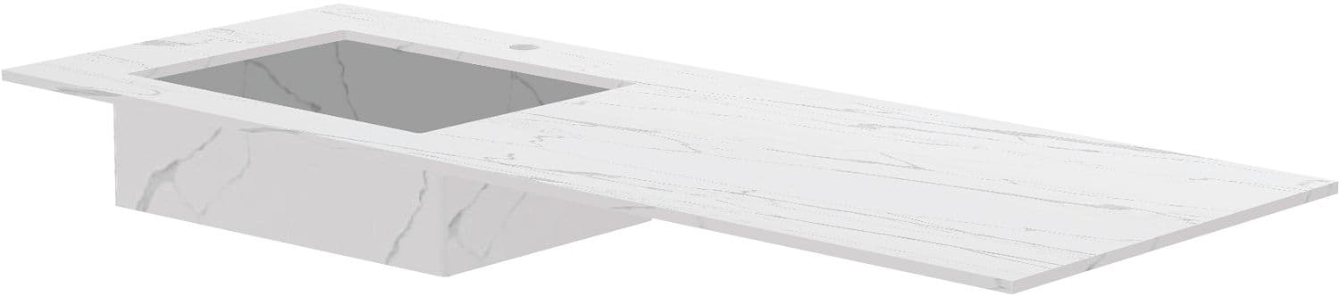 TABLET MARBRE CERAMIQUE PURO LAVABO S GAUCHE L140 H1,2 +TROU ROBINET WHITE CALACATTA