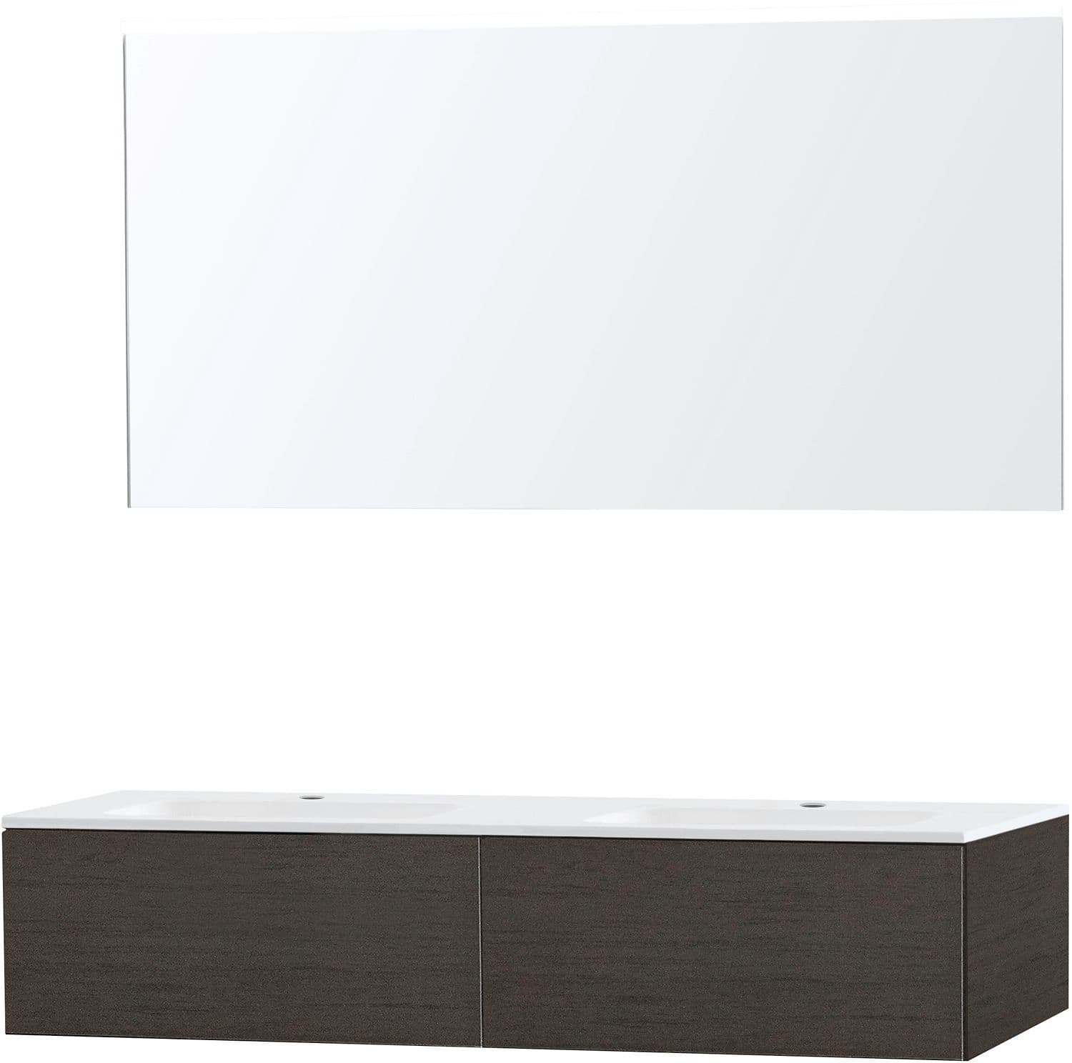 MEUBLE PURO DUO WENGE 140 1 TIROIR MARBRE SYNTHETIQUE MIROIR