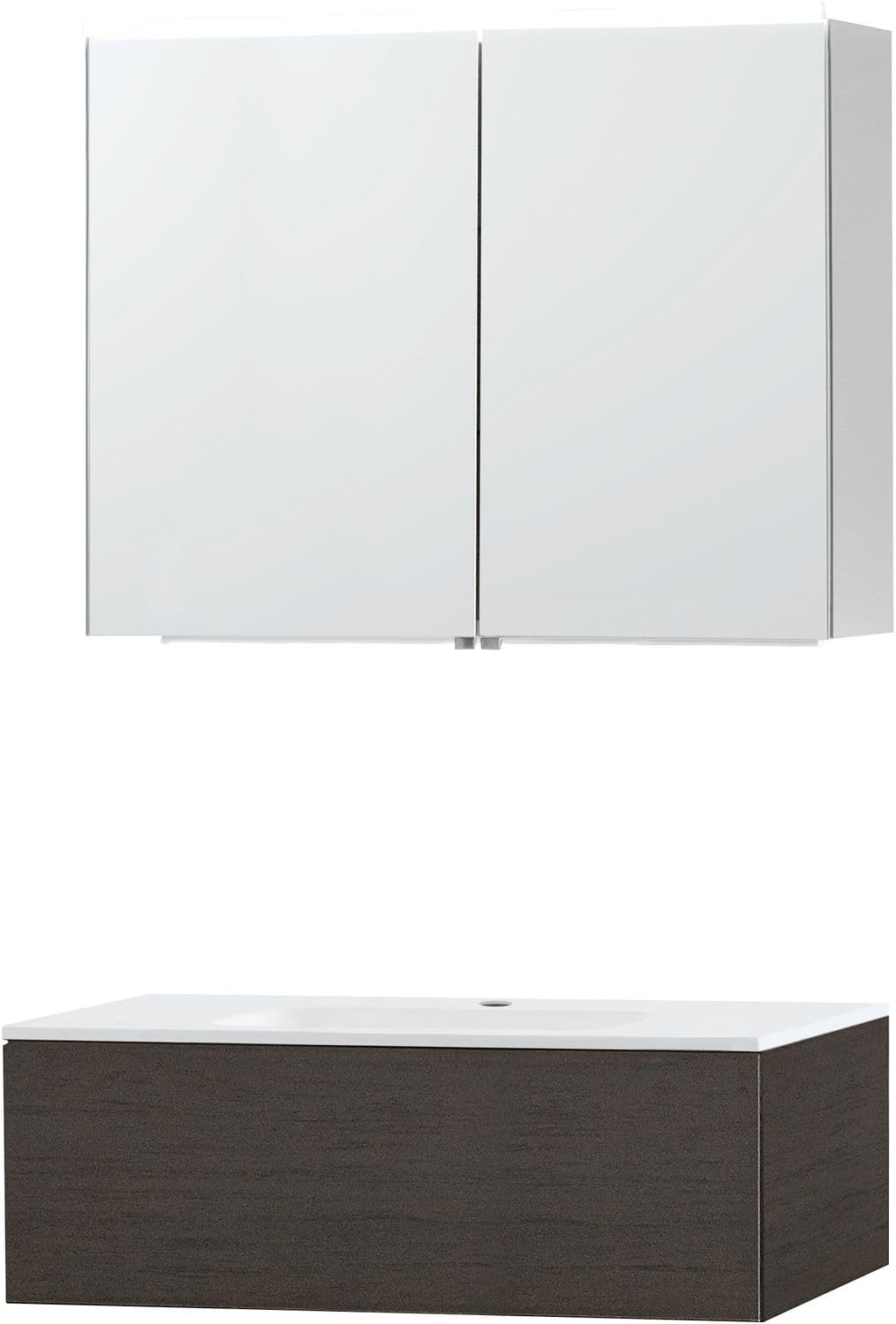 MEUBLE PURO SOLO WENGE 90 1 TIROIR MARBRE SYNTHETIQUE ARMOIRE TOILLETTE