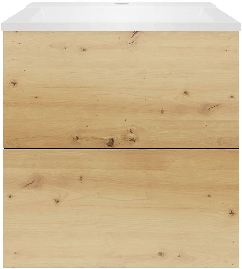 SOUS MEUBLE COFFEE 2 TIROIRS 60 CHENE DECOR URBAN+LAVABO BLANC MAT