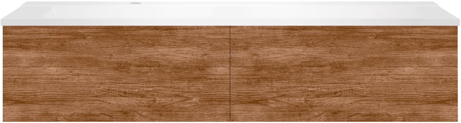 SOUS MEUBLE COFFEE 2 TIROIRS 140 TECTONA DECOR CANNELLE+LAVABO GAUCHE BLANC