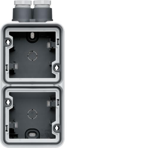 Boîte double verticale Cubyko, Grise, 1 x entrée double + 2 x Pe - M20