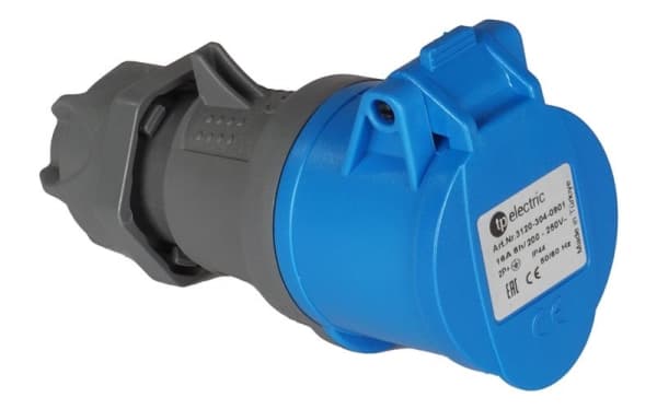 Fiche CEE femelle 3 x 32A 220 - 240Vac Bleu IP44 avec raccords à visser