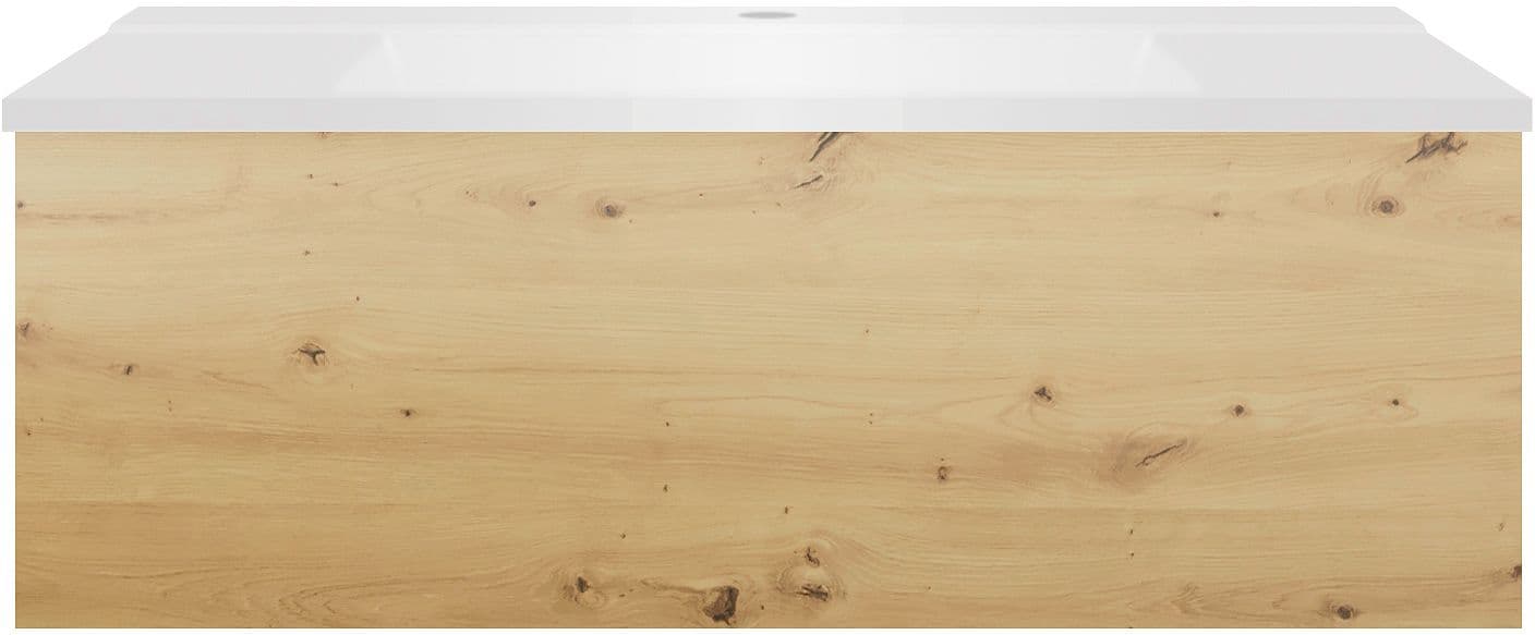 SOUS MEUBLE COFFEE 1 TIROIR 90 CHENE DECOR URBAN+LAVABO BLANC MAT