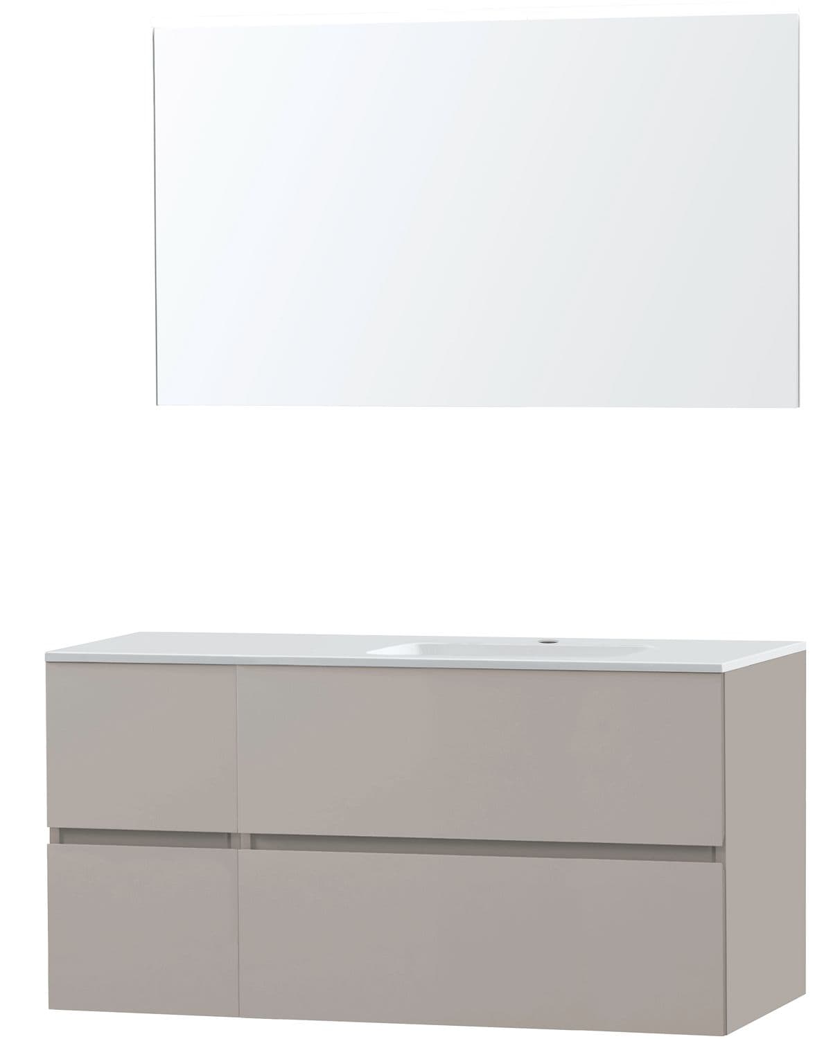 MEUBLE MOLTO POUDRE GRIS 125 DROITE MARBRE SYNTHETIQUE MIROIR
