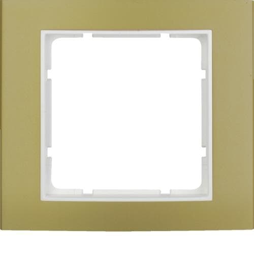 Plaque de recouvrement 1 poste Berker B.3 Alu, Or / Blanc polaire