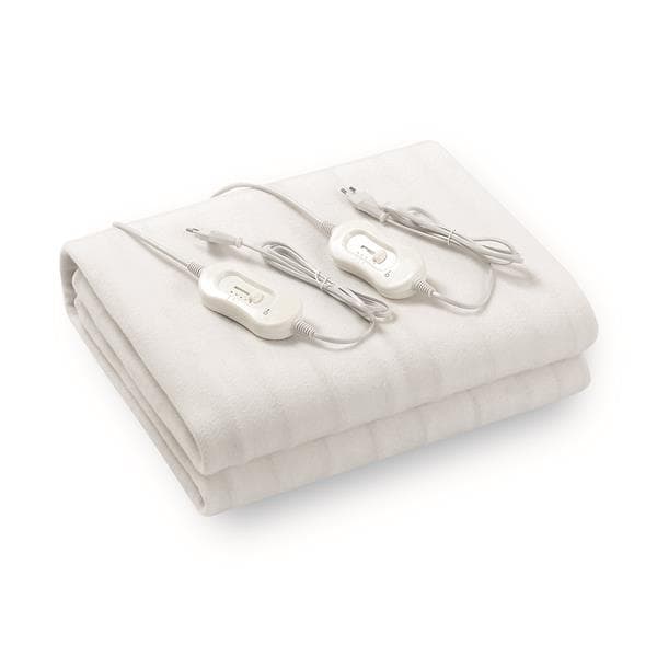 Sous-couverture chauffante double 1,50 x 1,40m avec 2 contrôleurs 3 niveaux de chaleur lavable 60W